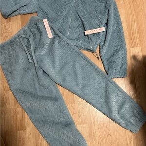 Cozy Blue Textured Loungewear Set